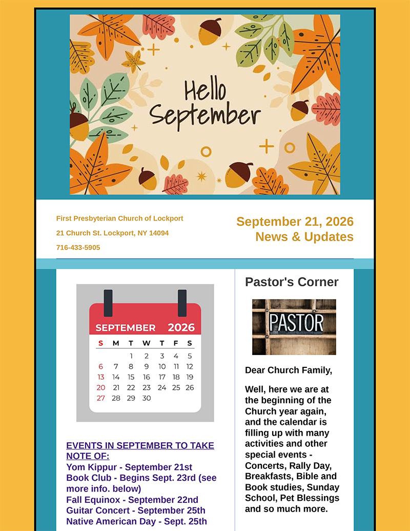 Events at First Presbyterian Church